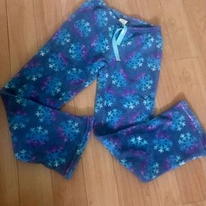Blue Snowflake Fleece Pajama Pant, S/M